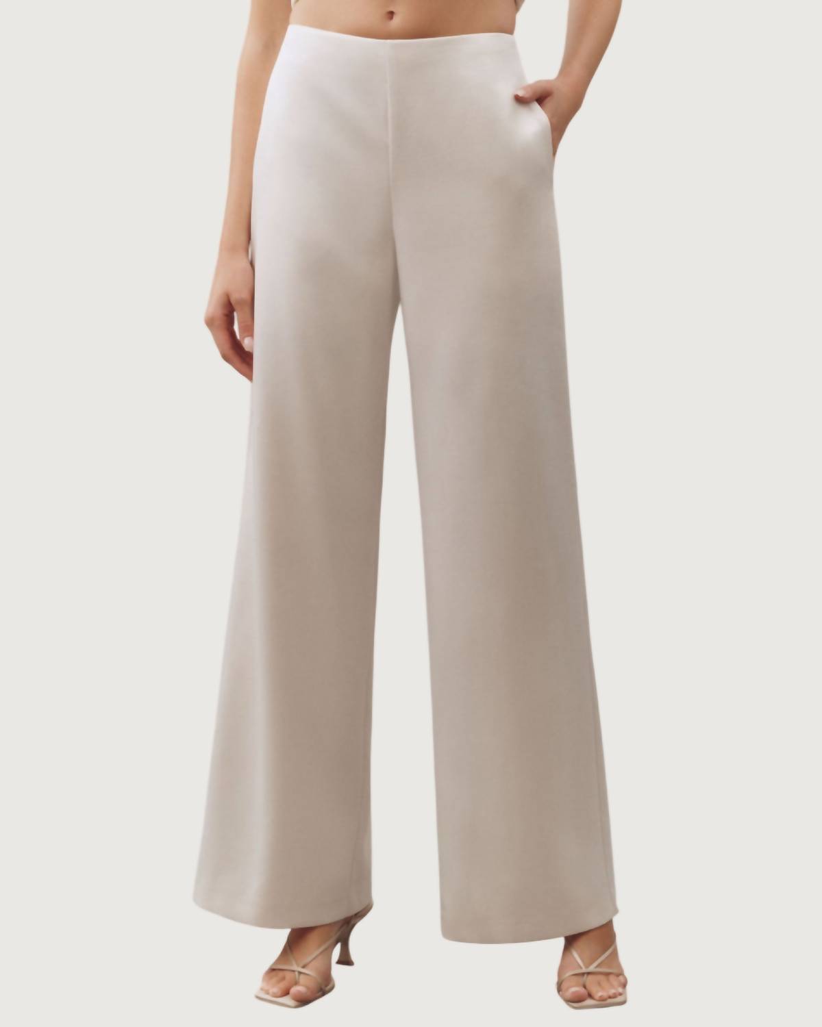 endless rose Francesca Satin Pant in ivory - women's pants