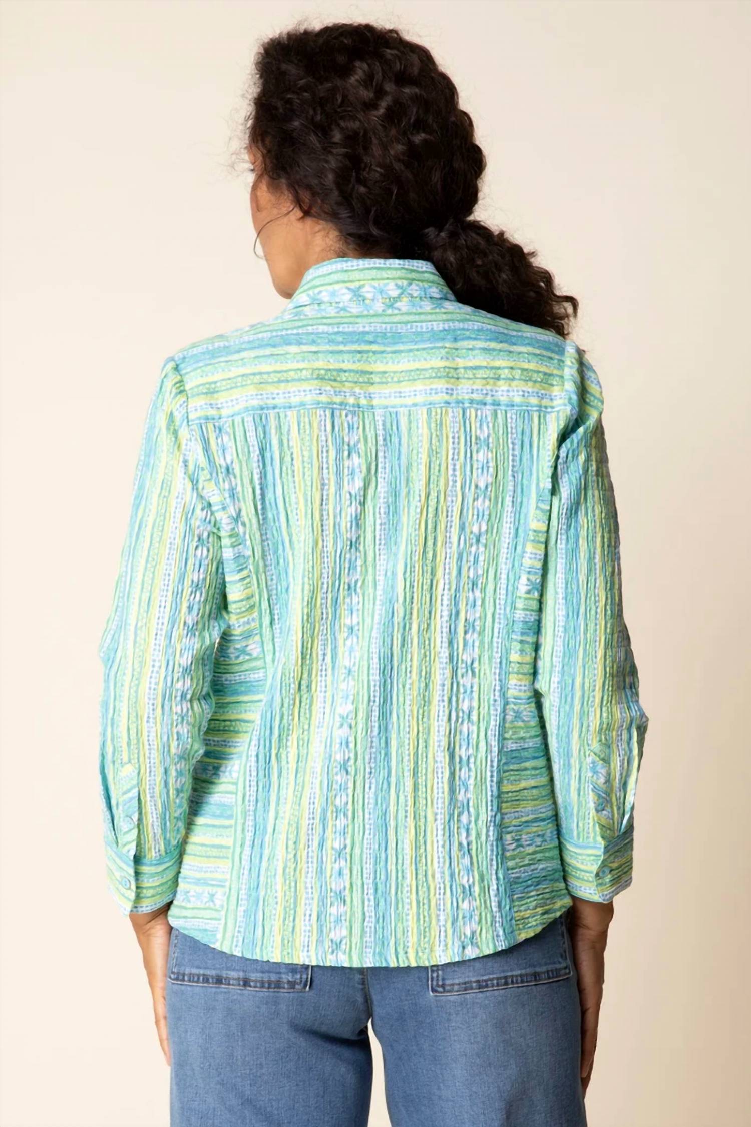Habitat - Crinkle Cotton Stripe Side Panel Shape Shirt - Plus
