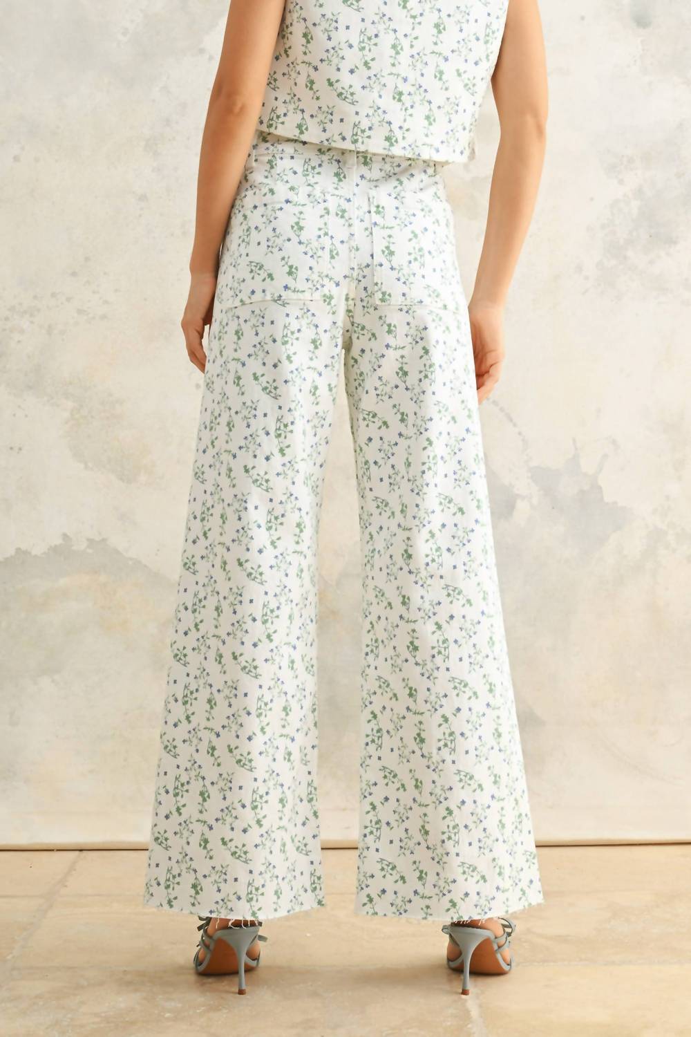 Miou Muse - Floral Print Stretch Denim