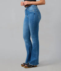 LOLA JEANS Alice High Rise Flare Jeans in blue - women's jeans - detail view