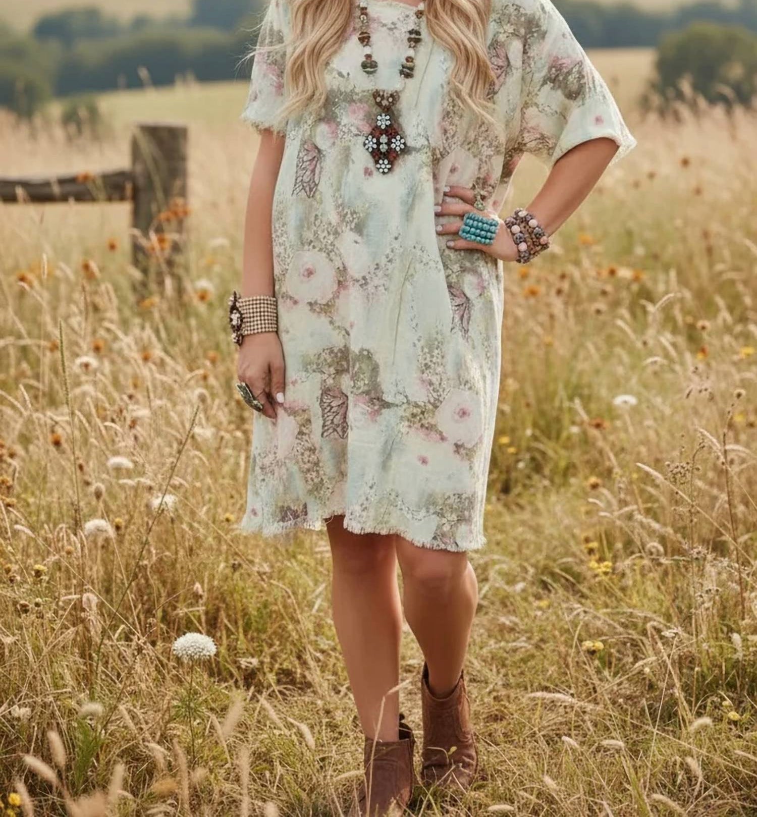 A Rare Bird - Butterfly Linen Shirt Dress