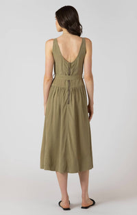 Dex Drop Waist Belted Midi Dress in dusty sage - women's dress - alternate view