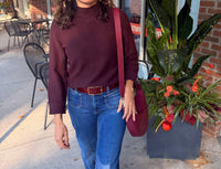 Repeat Cashmere - Quarter Sleeve Cotton Mockneck Top