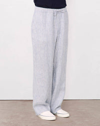 Officine Générale Nilson Striped Chino Pants in ecru mid blue - men's pants - alternate view