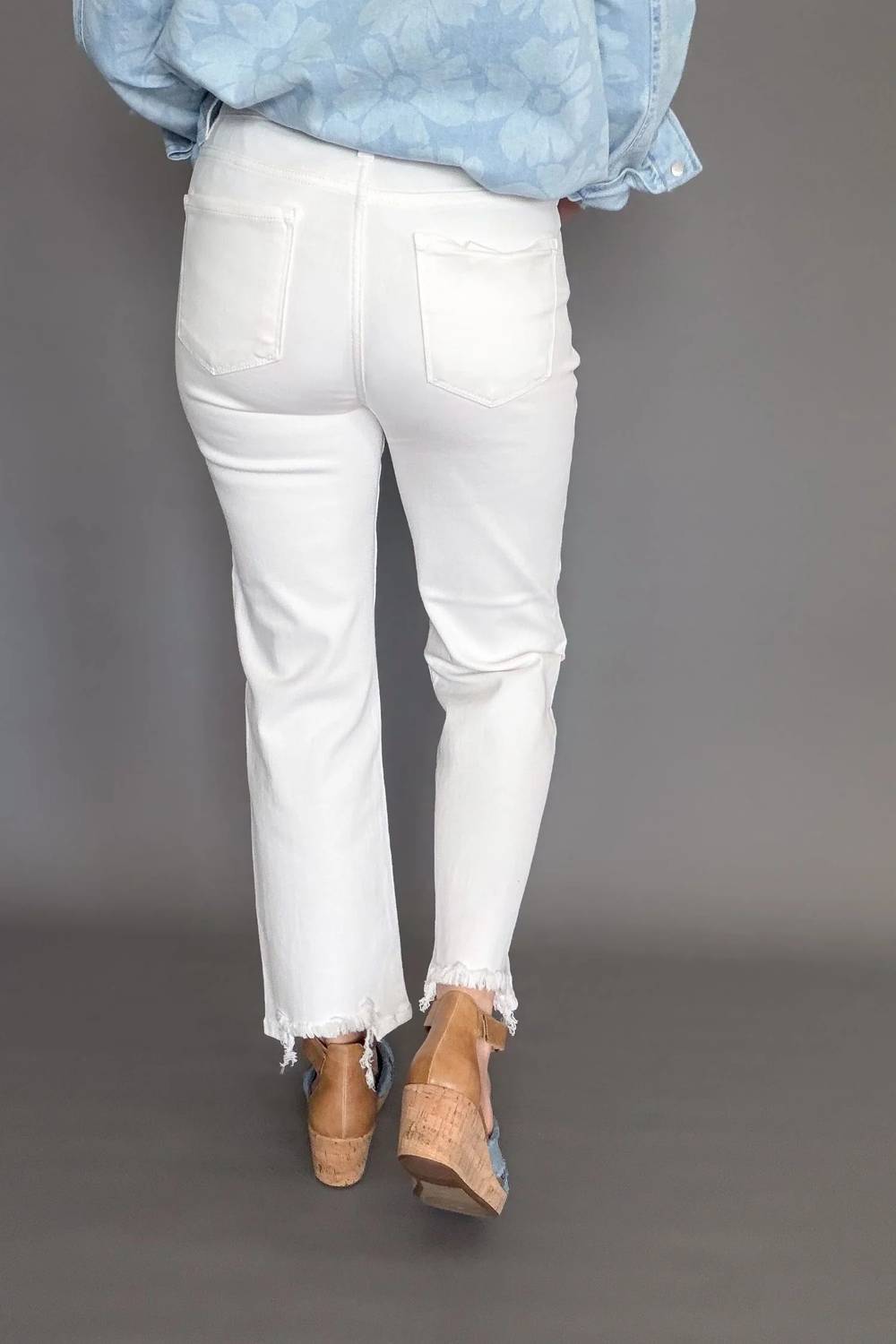 Risen - Tummy Control Elastic Band High Rise Straight Jeans