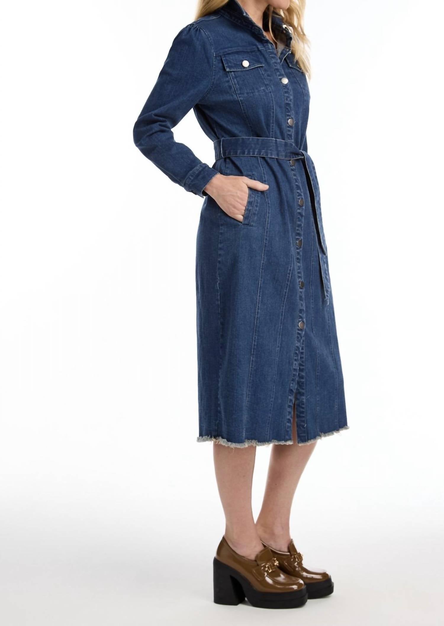 Fdj - denim midi dress with belt