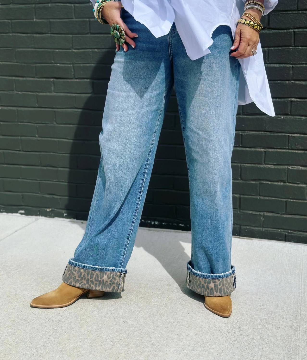 Hidden - Fearless Cheetah Cuff Straight Jeans