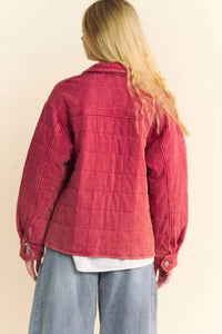 Davi & Dani - Quilted Button Down Shacket - Plus