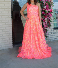 Nox Anabel Sequin Print Tulle Dress in coral - women's dress