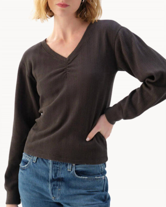Amo - Beau Waffle Knit Long Sleeve Top