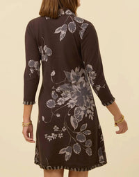 Spartina 449 - Etta Floral Half Zip 3/4 Sleeve Fringe Dress
