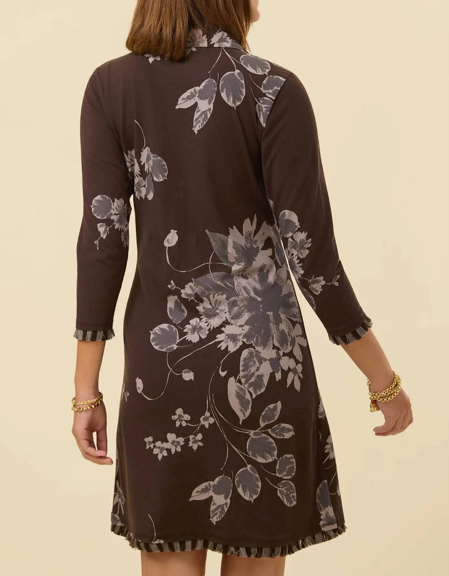 Spartina 449 - Etta Floral Half Zip 3/4 Sleeve Fringe Dress