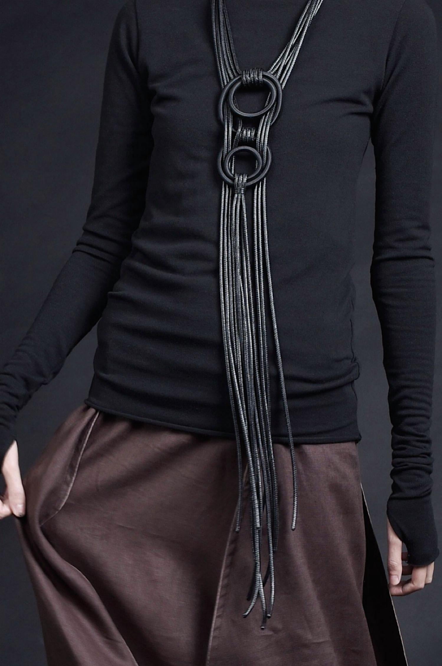 Aakasha - Women's Worn Two Ways Leather Necklace
