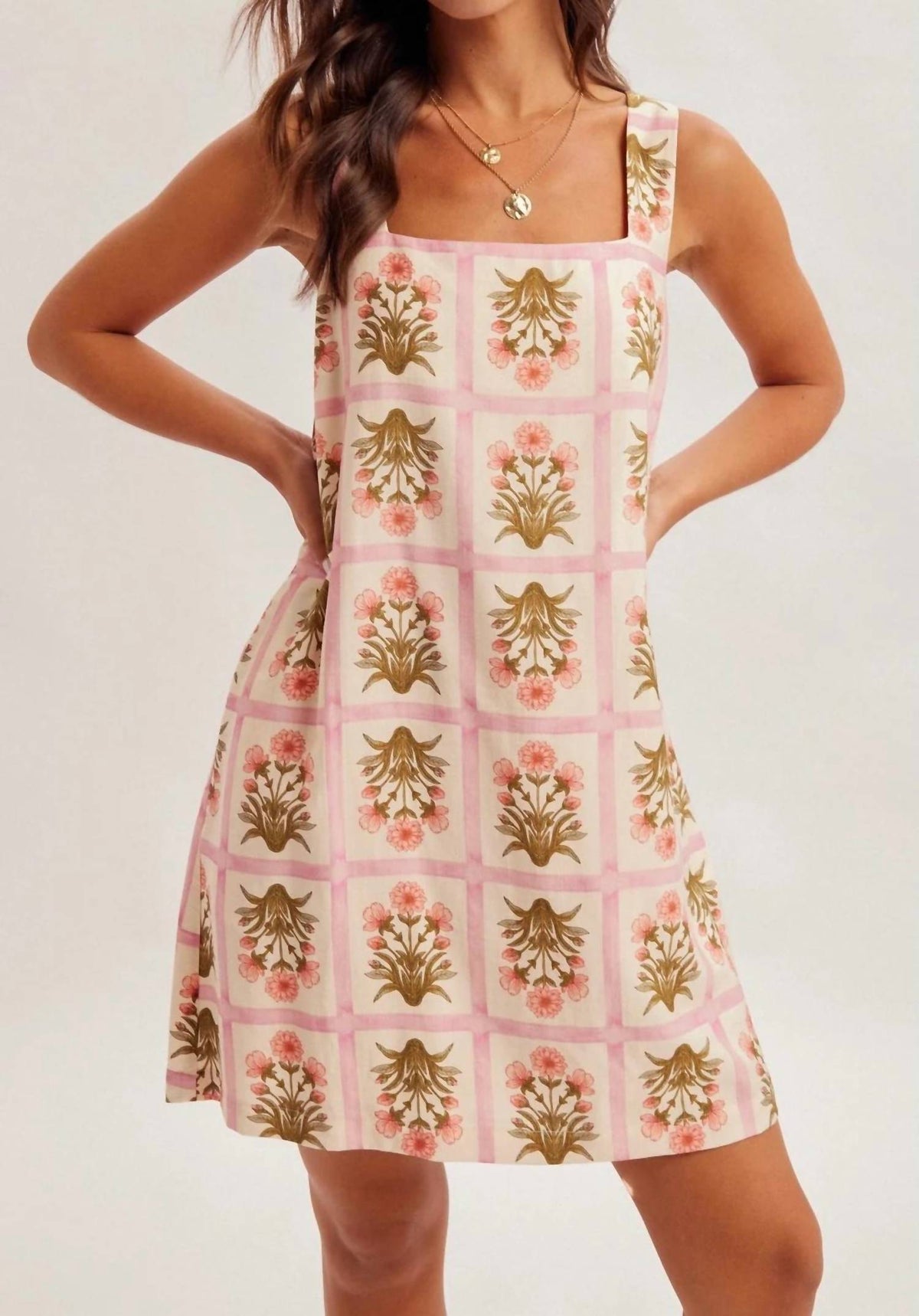 Hem & Thread - Grid Bouquet Shift Dress