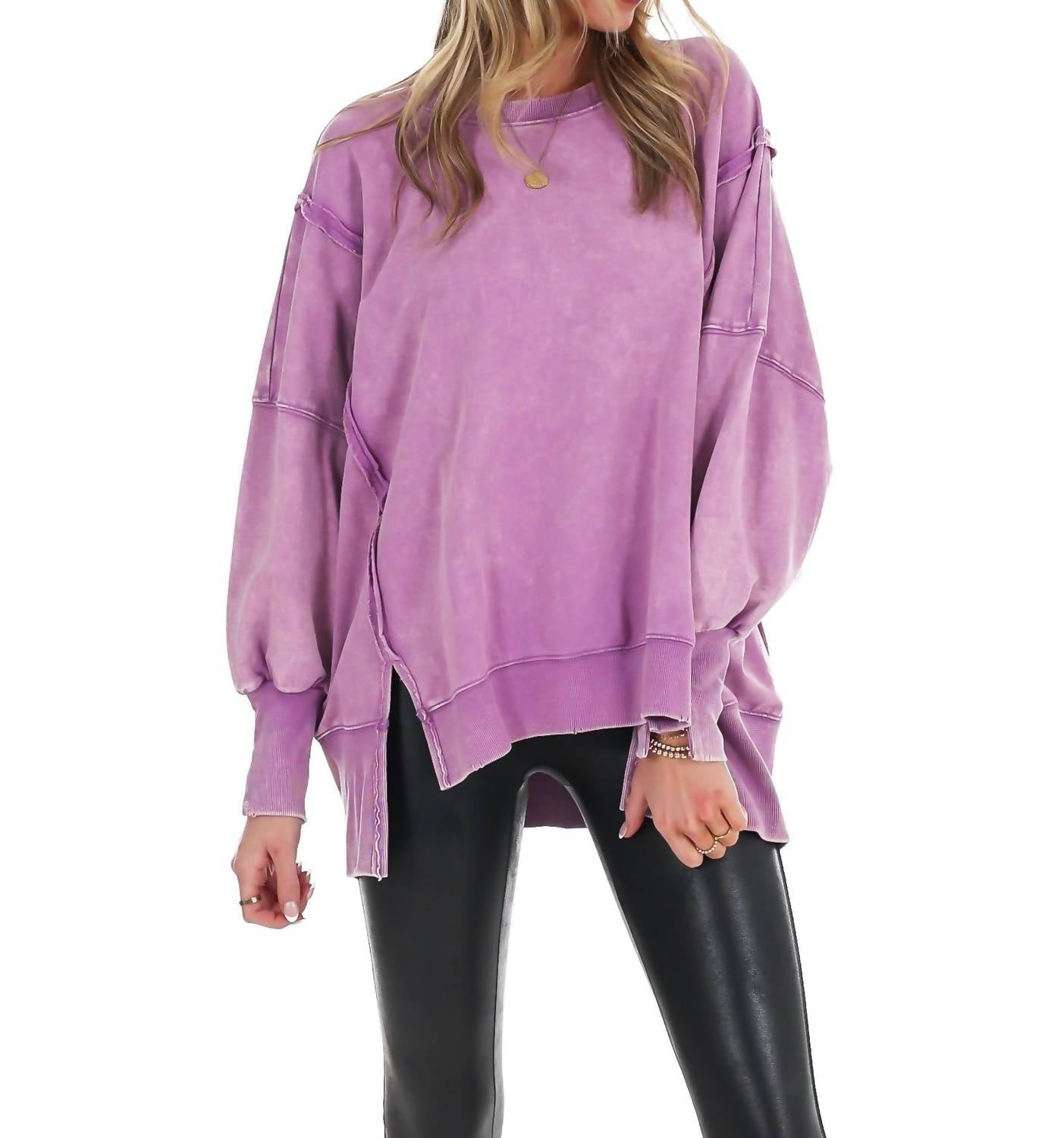 Zenana - Lovely Life Acid Wash Sweatshirt