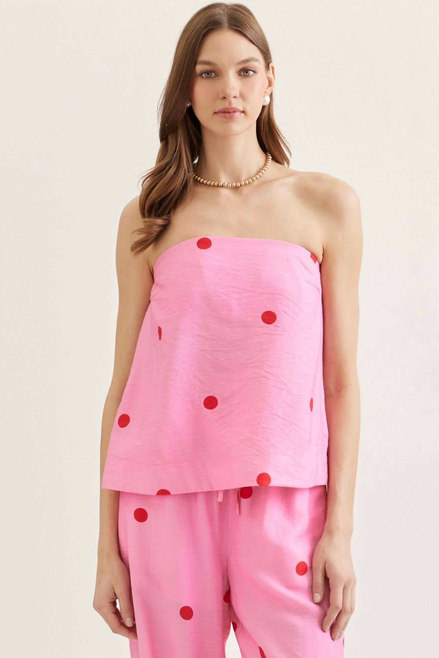 Entro - Lucy Polka Dot Strapless Top