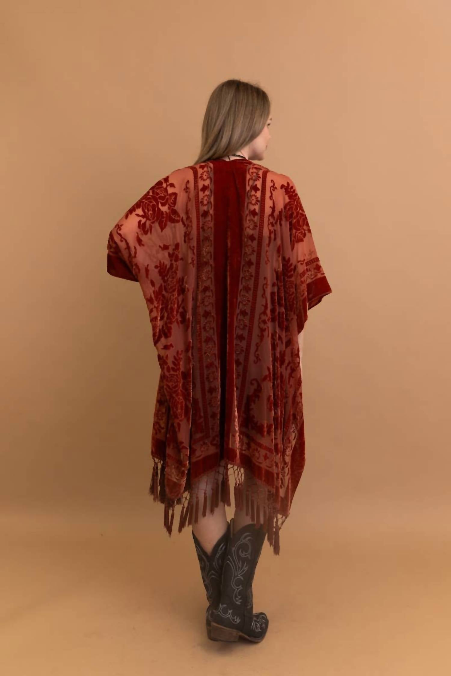 Leto - Bestselling Velvet Mesh Tapestry Tassel Kimono