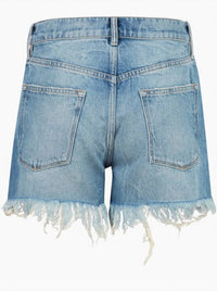 AllSaints Remi Cut Off Fray Hem Distressed Shorts in blue - women's shorts - view 5