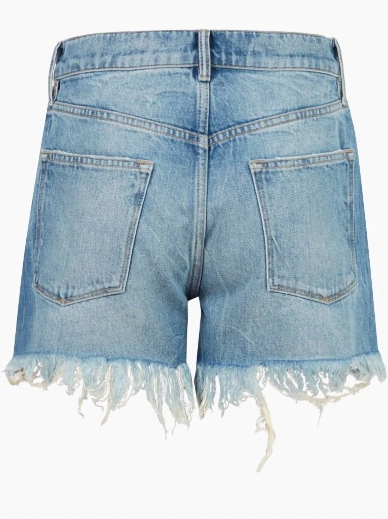 AllSaints Remi Cut Off Fray Hem Distressed Shorts in blue - women's shorts - view 5