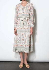 Greylin - Reese Flowy Scarf Print Midi With Tie Belt