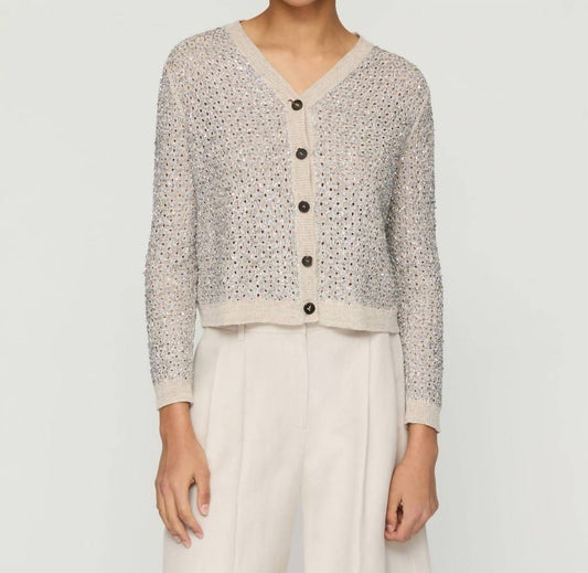 Lafayette 148 - Metallic Linen-silk Pointelle Cardigan