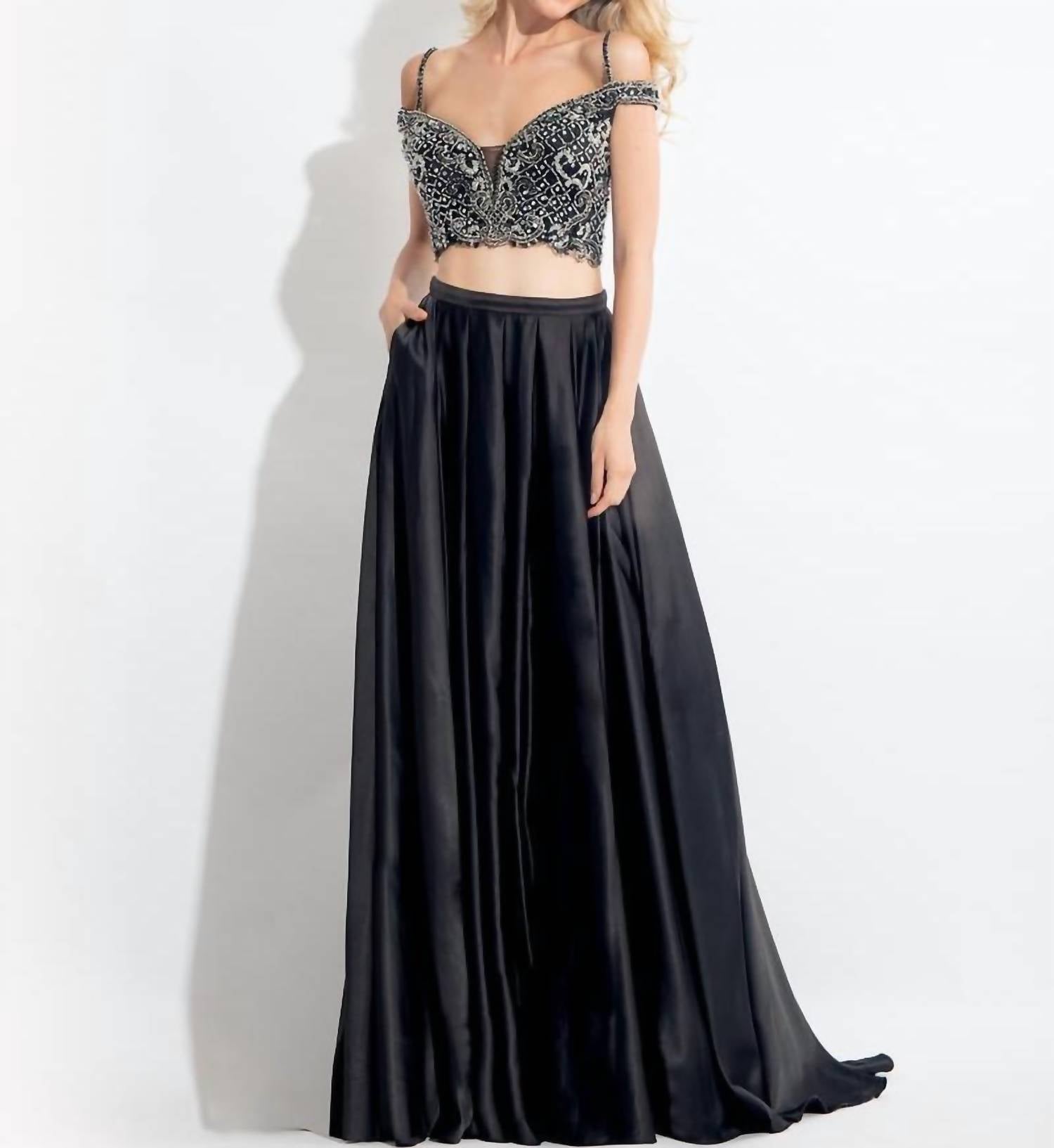 Rachel Allan - Beaded Charmeuse Two-piece Gown