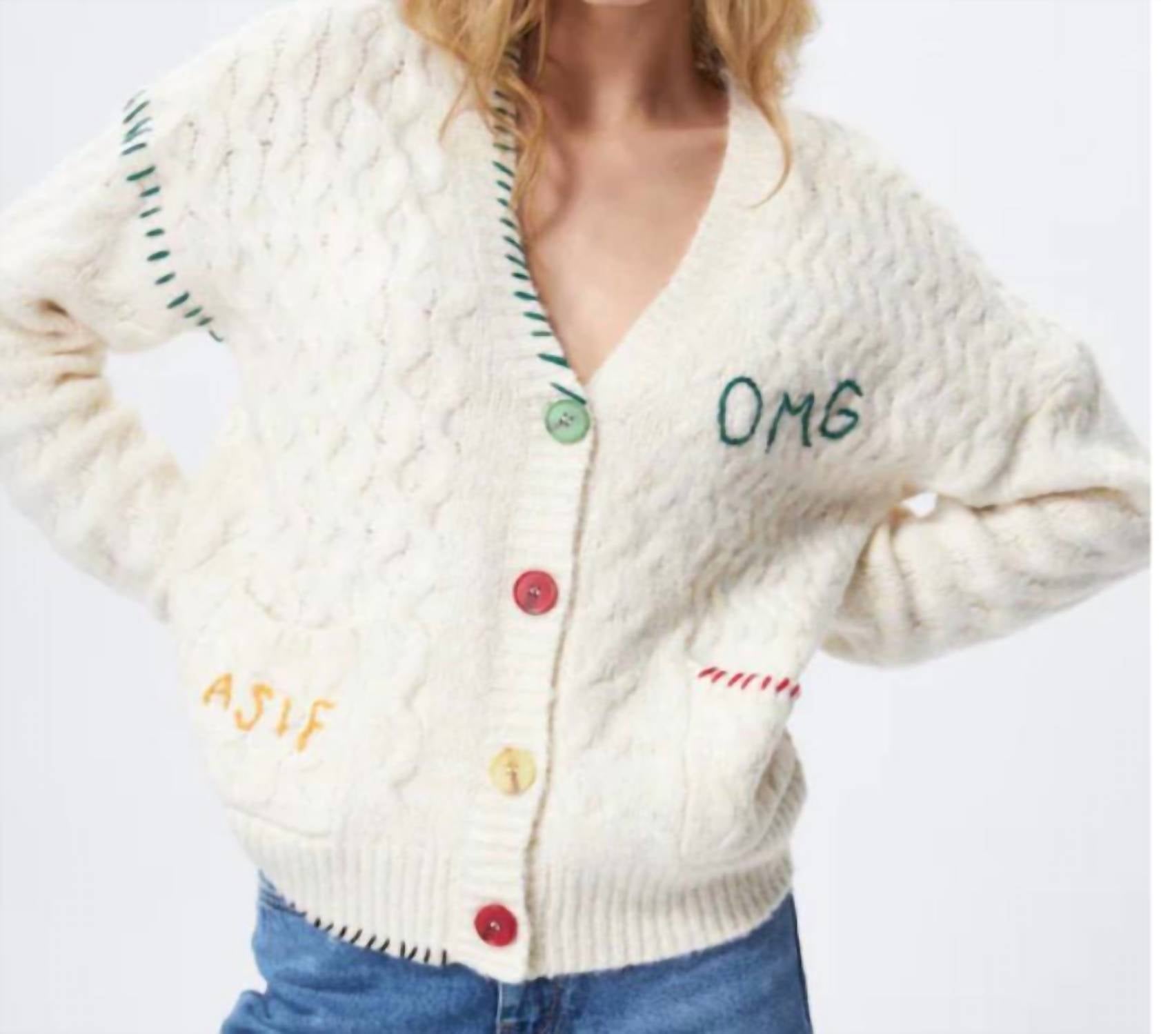 JOHN + JENN Josh Long Sleeve Cardigan in white - women's cardigan - detail view