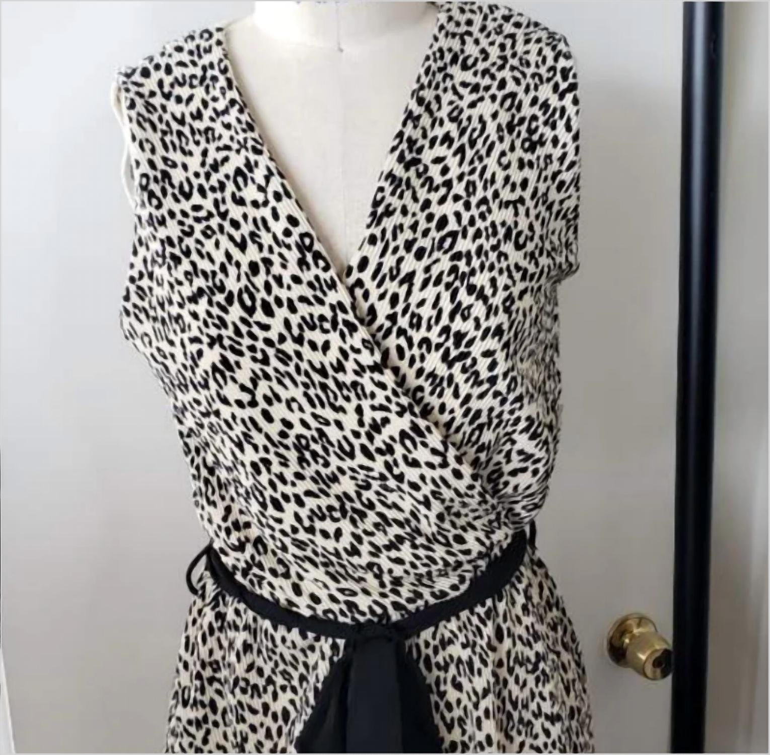 White Birch - Women's Cheetah Print Belted Romper