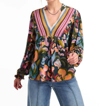 Fdj - V-neck Mixed Media Top