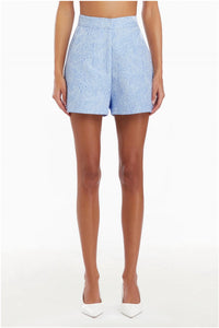 Amanda Uprichard Reeves Remington Brocade Shorts in powder blue - women's shorts