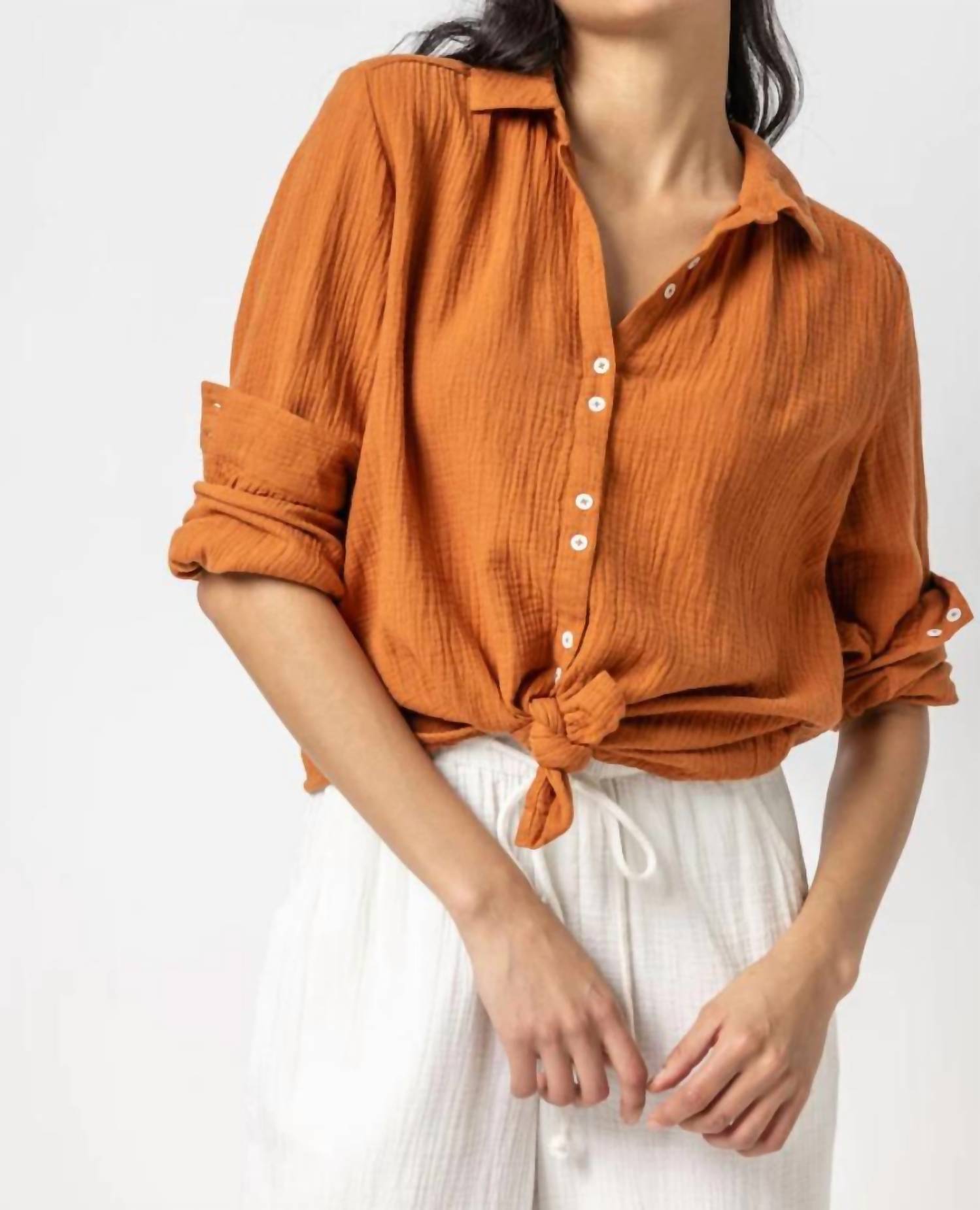 Lilla P - Women's Signature Gauze Button Down Shirt