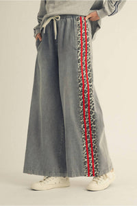 Jodifl - Urban Track Denim Wide Leg Pants