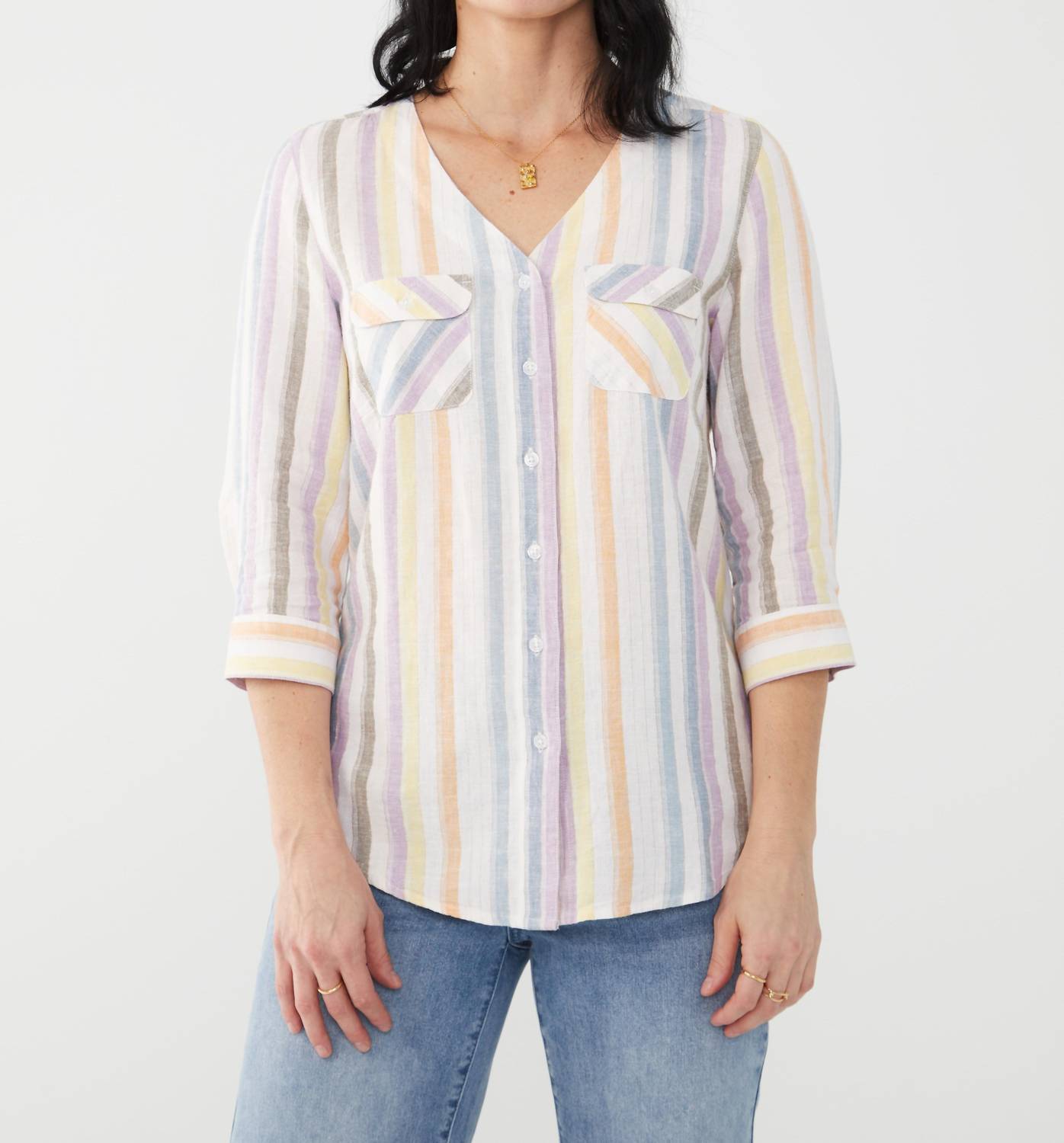 Fdj - Madison Stripe V-neck Top