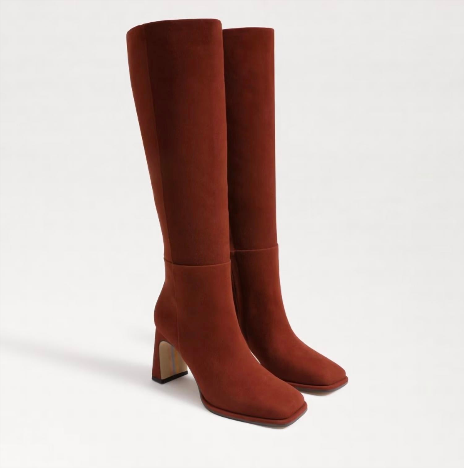 Sam Edelman Woman's Issabel Boots in brown suede - women's shoe - detail view