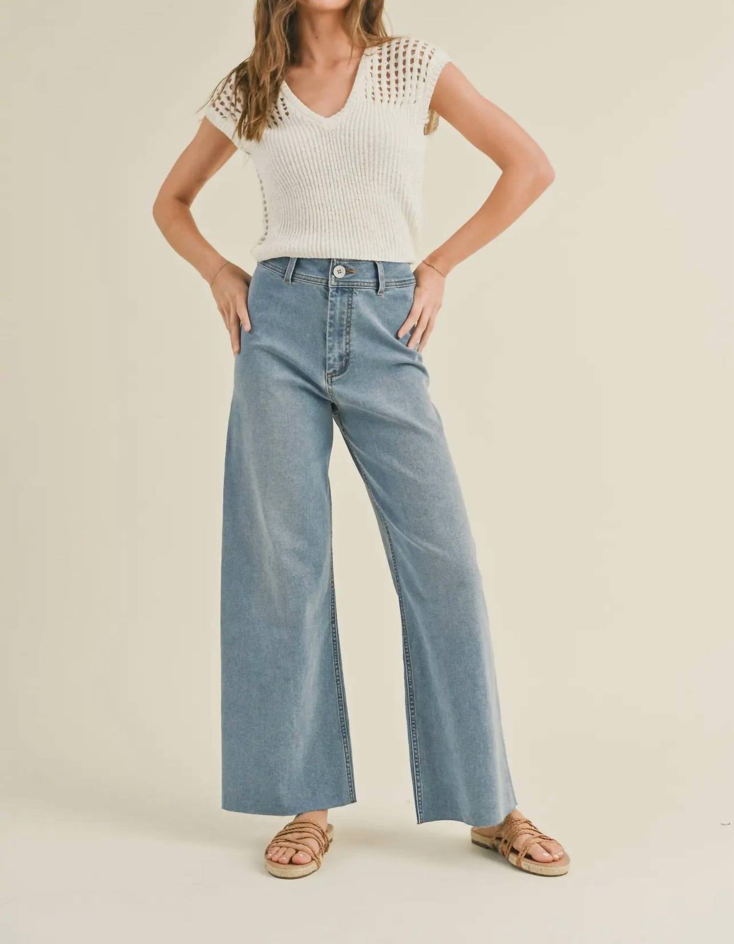 MIOU MUSE Straight Wide Leg Jean in light med wash - women's jeans - view 4