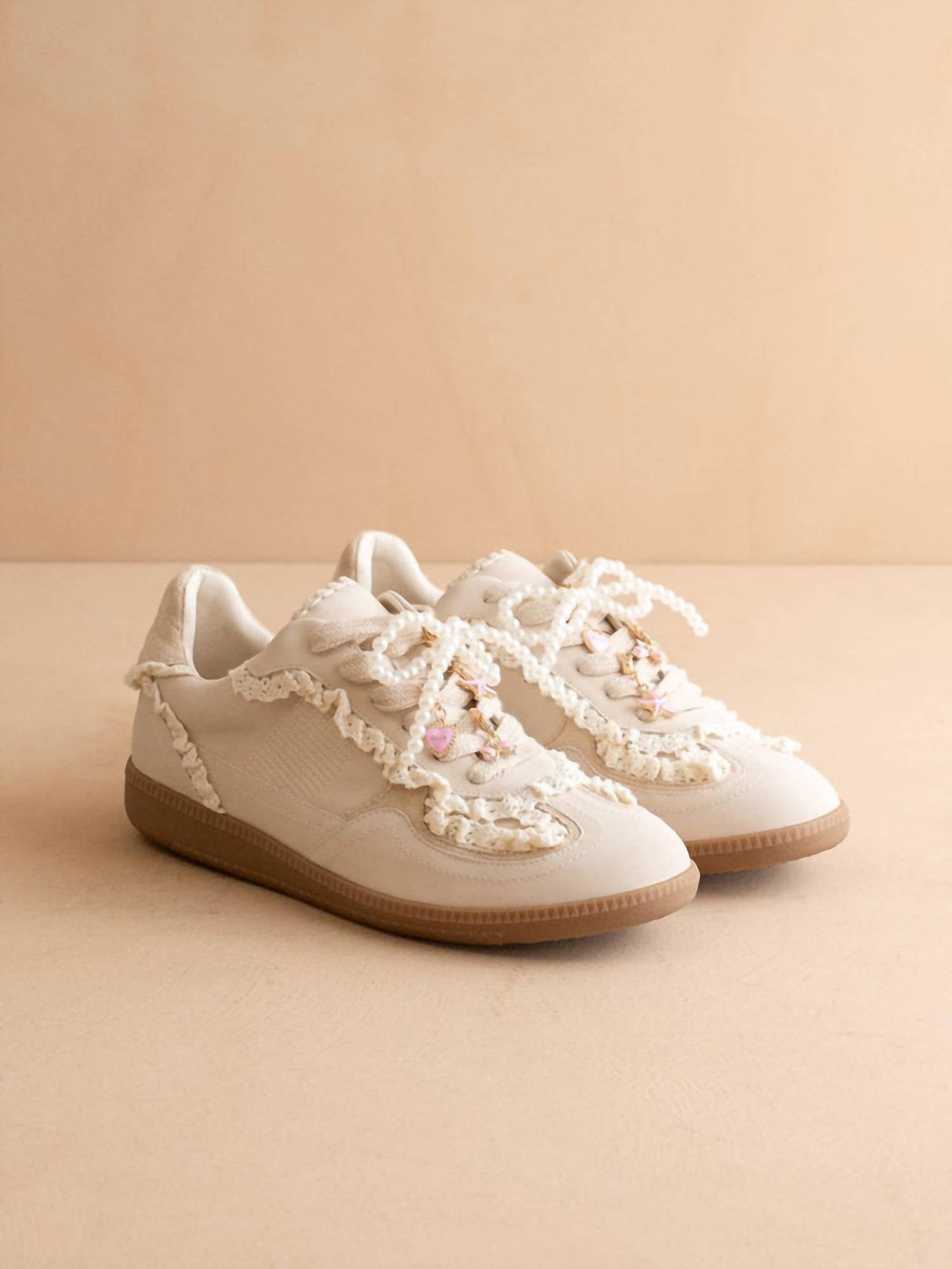 OASIS SOCIETY Women's April Lace Trimmed Retro Sneaker in creme - women's sneaker - view 4