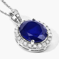 Diana M Jewels - Women's Oval Natural Sapphire Pendant Necklace (3.91 Ct) - Signature Plus