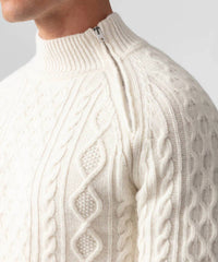 Ron Dorff Wool Cashmere Telemark Sweater in off white - men's sweater - detail view