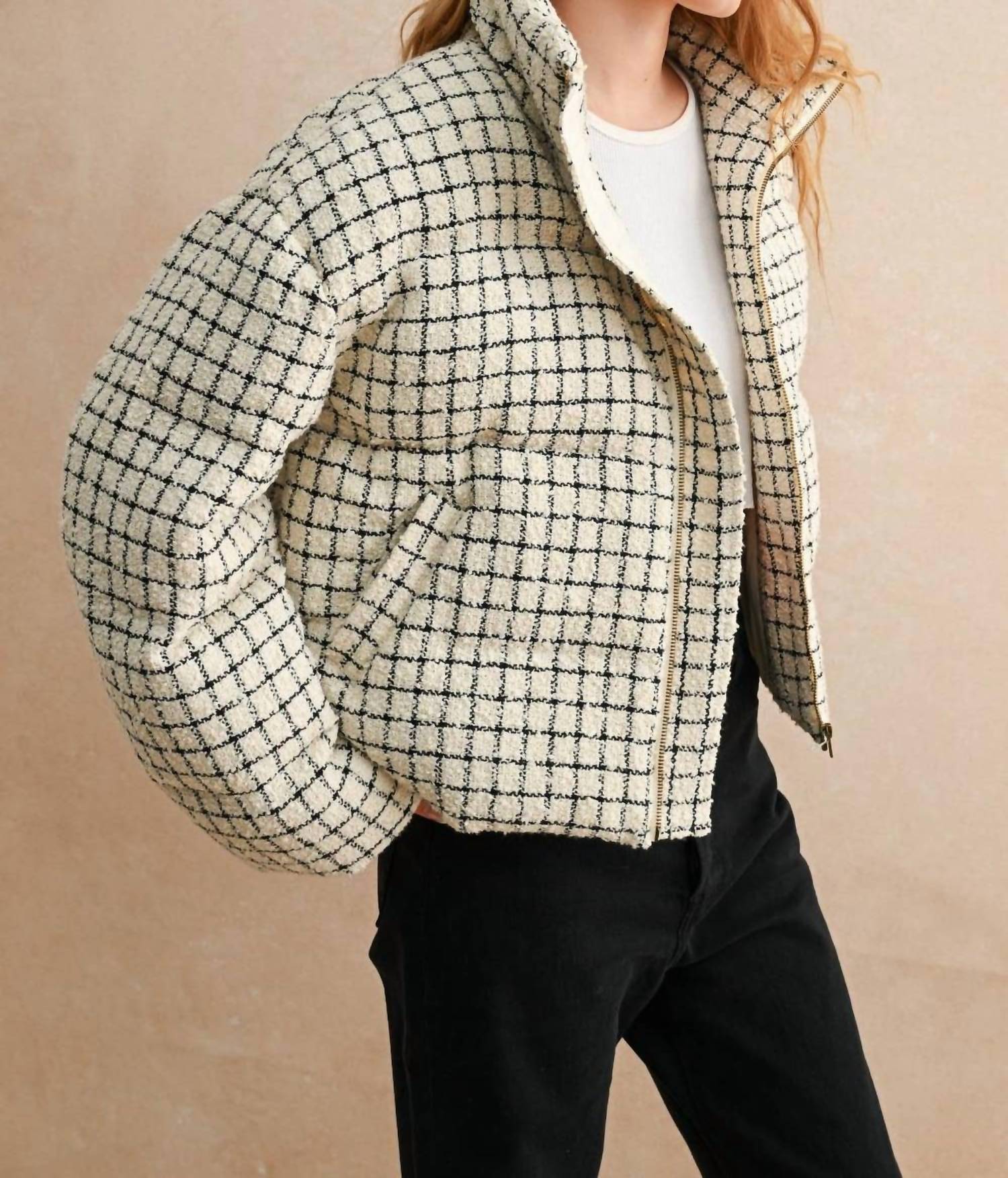 Miou Muse - Tweed Puff Jacket
