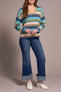 Tribal - Combed Cotton U-Neck Waffle Sweater