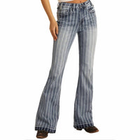 Rock & Roll Cowgirl - High-rise Striped Stretch Jeans