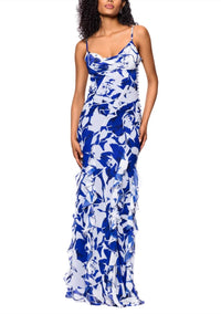 Betsy & Adam - Georgina Draped Cowl Neck Floor Length Dress