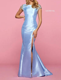 Sherri Hill Mikado Embellished Gown in light blue - women's dress