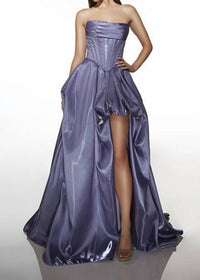 ALYCE PARIS Cutaway Bubble Slit Basque Waist Dress in purple haze - women's dress - detail view