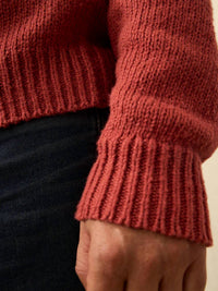 Faherty Heirloom Crewneck Sweater in eclipse red - men's sweater - alternate view