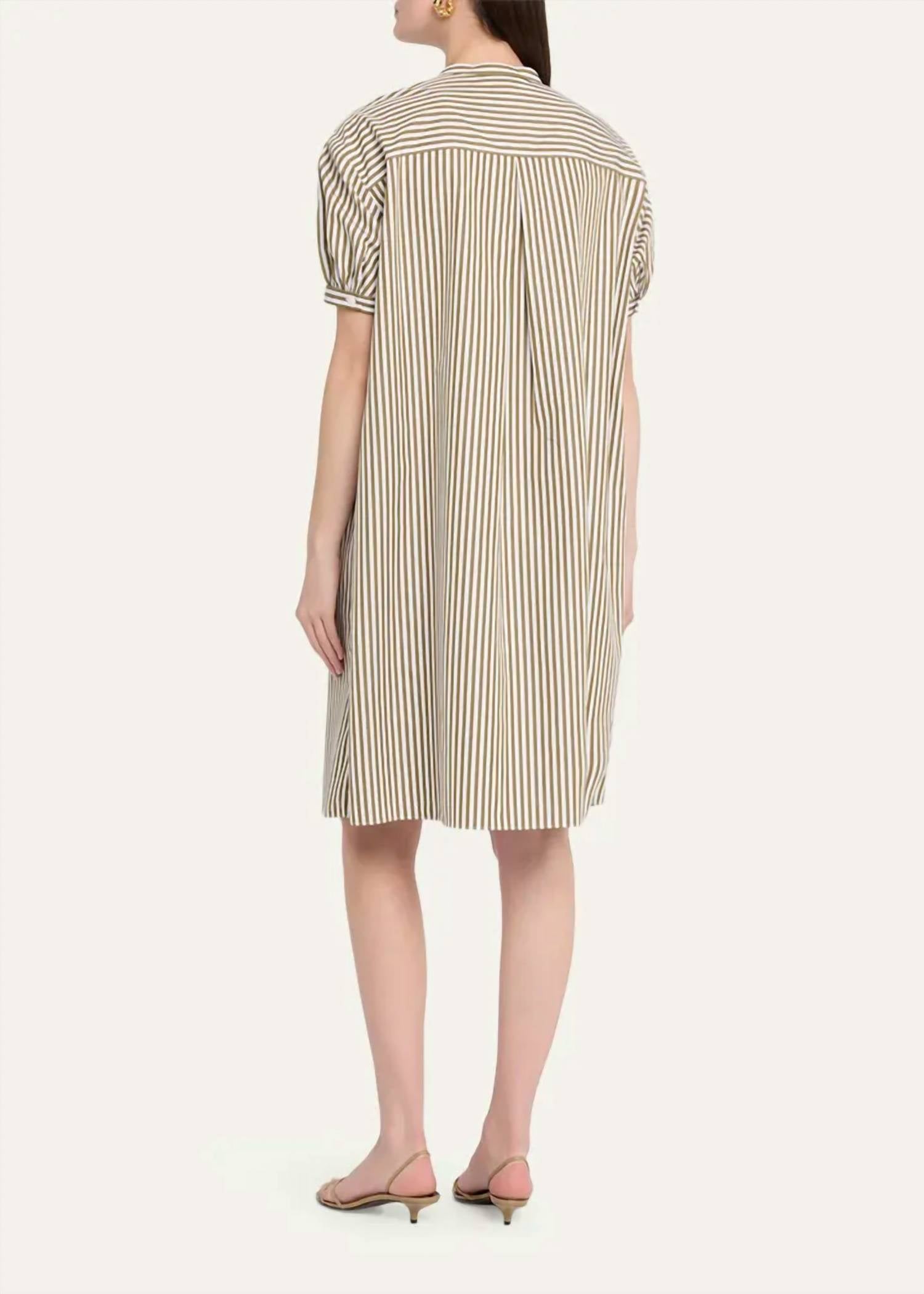 Lafayette 148 - Stripped Puff Sleeve Shift Dress