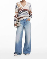 Desigual Jers Wasilla Thick Gauge Sweater in cream - women's sweater - view 4