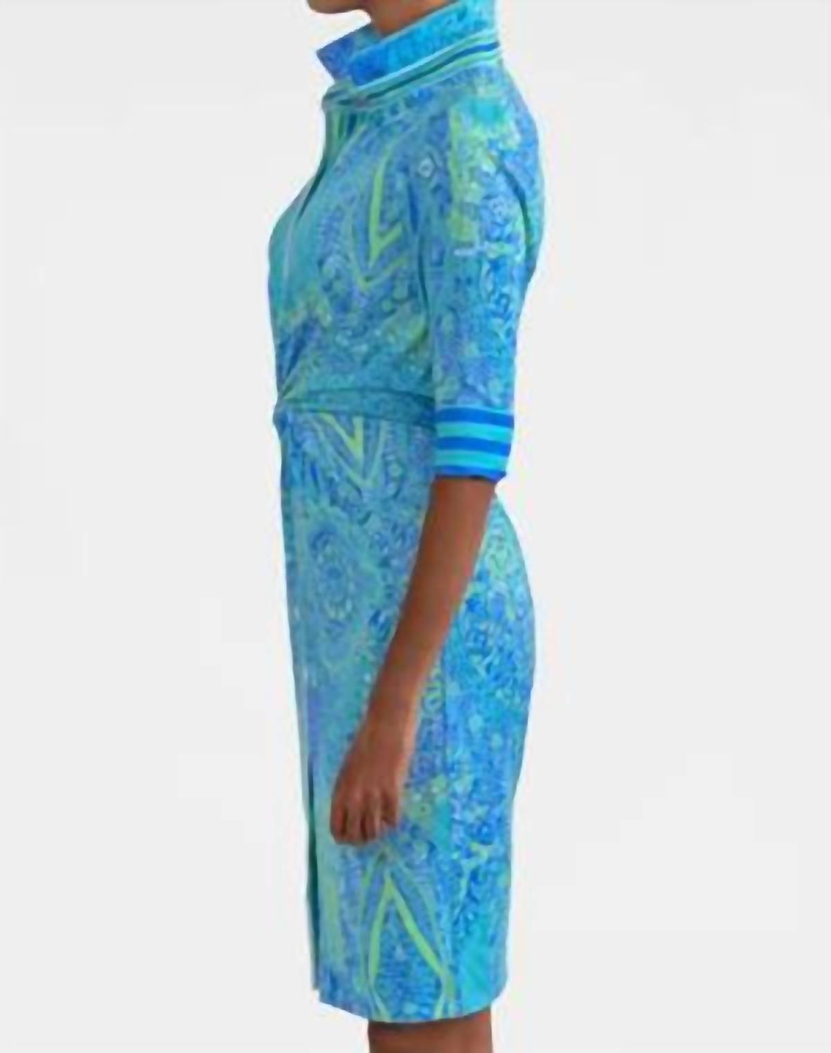 GRETCHEN SCOTT Twist & Shout Grand Bazaar Dress in aqua perwinkle lime - women's dress - alternate view