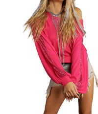Vision - Jenicka Sequined Trimmed Waffle Knit Top