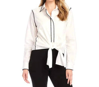 Karen Kane - Ottilie Edge Stitch Tie Front Top